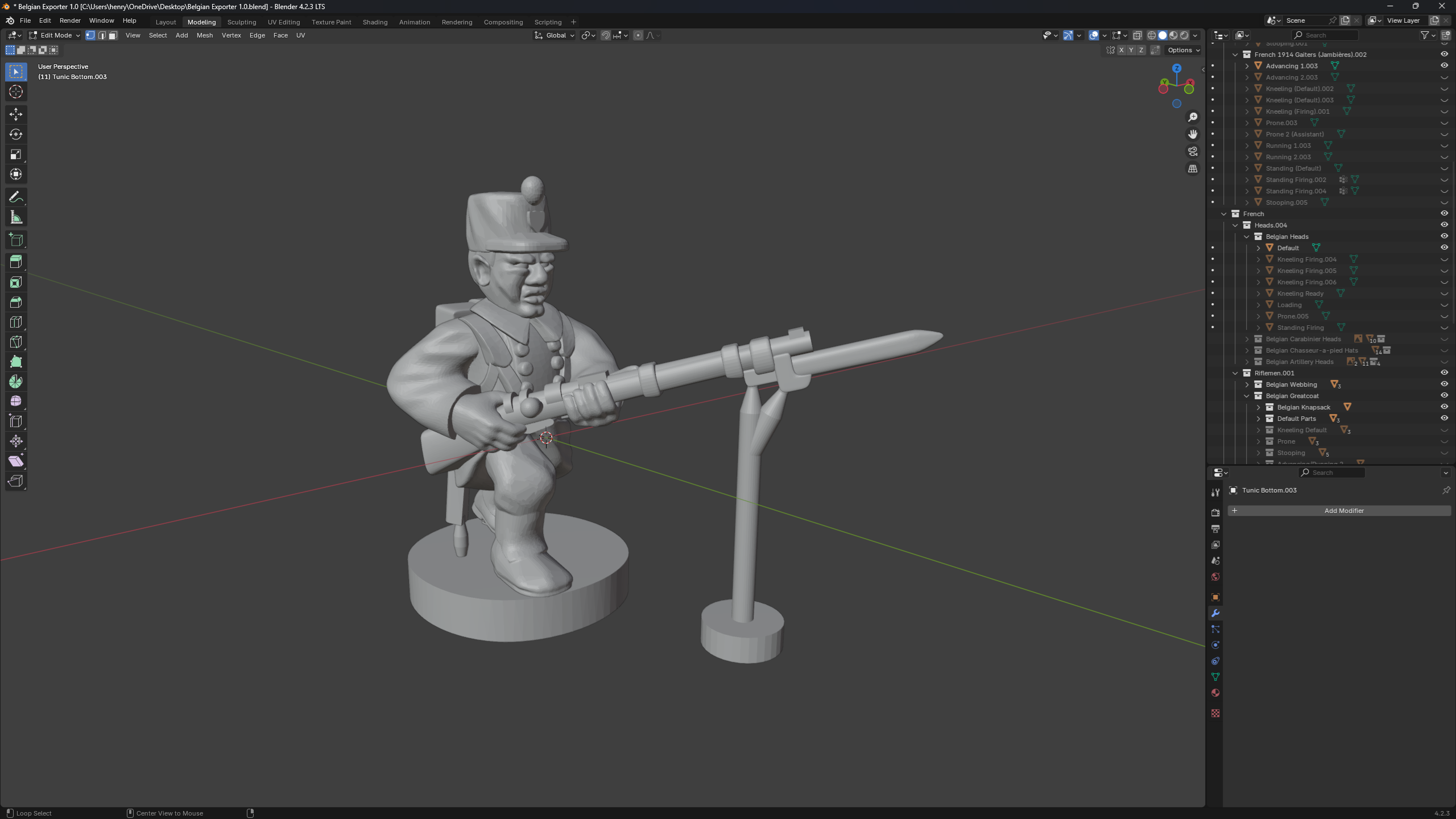 6-15mm Belgian WWI Infantry Blender Assets WWI-9
